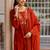 women ethnic motifs embroidered regular thread work kurta with trousers & with dupatta