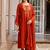 women ethnic motifs embroidered regular thread work kurta with trousers & with dupatta
