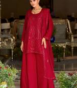 women ethnic motifs embroidered regular sequinned kurta with palazzos & with dupatta