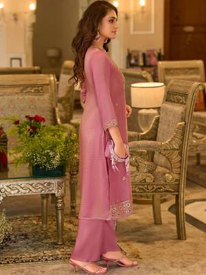 women ethnic motifs embroidered regular thread work kurta with trousers & with dupatta 3