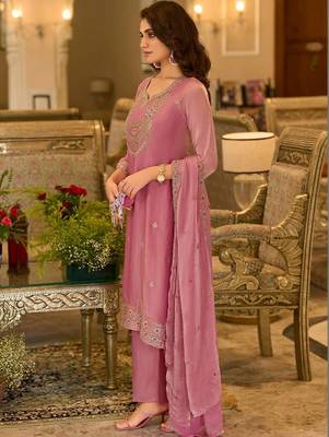 women ethnic motifs embroidered regular thread work kurta with trousers & with dupatta 6