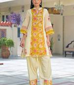 women floral printed regular cotton kurta with palazzos