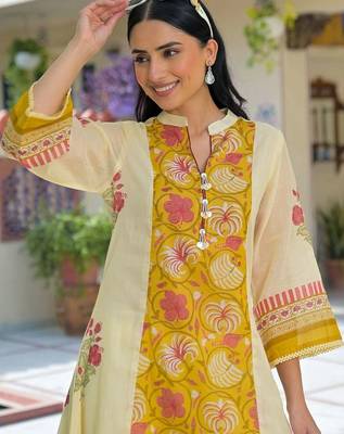 women floral printed regular cotton kurta with palazzos 2
