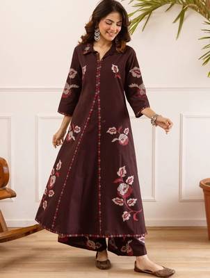 women floral printed regular cotton kurta with palazzos 3