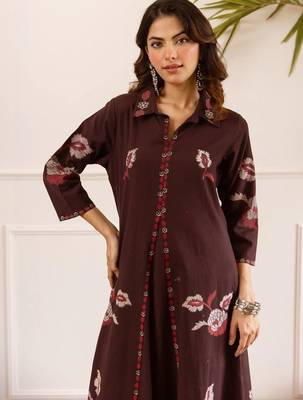 women floral printed regular cotton kurta with palazzos 4