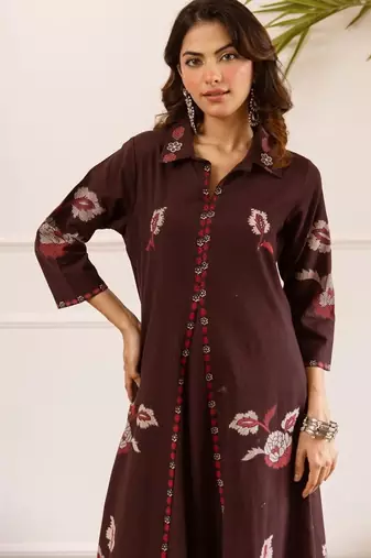 women floral printed regular cotton kurta with palazzos