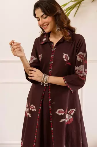 women floral printed regular cotton kurta with palazzos