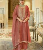 women ethnic motifs embroidered regular sequinned kurta with palazzos & with dupatta