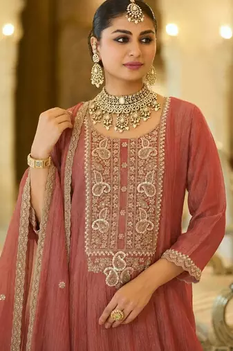 women ethnic motifs embroidered regular sequinned kurta with palazzos & with dupatta