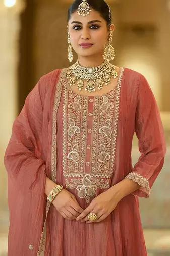 women ethnic motifs embroidered regular sequinned kurta with palazzos & with dupatta