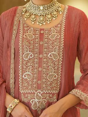 women ethnic motifs embroidered regular sequinned kurta with palazzos & with dupatta 6