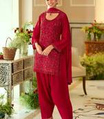 women ethnic motifs embroidered regular sequinned kurta with patiala & with dupatta
