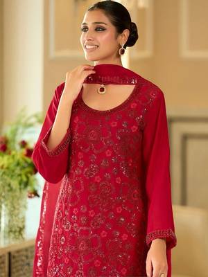 women ethnic motifs embroidered regular sequinned kurta with patiala & with dupatta 2