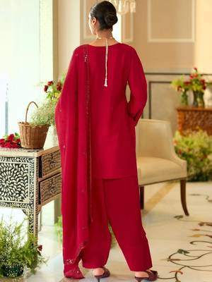 women ethnic motifs embroidered regular sequinned kurta with patiala & with dupatta 7