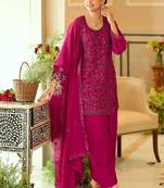 women ethnic motifs embroidered regular sequinned kurta with patiala & with dupatta