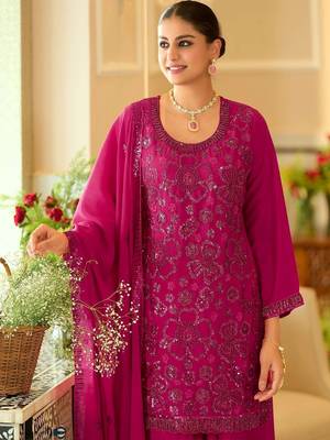 women ethnic motifs embroidered regular sequinned kurta with patiala & with dupatta 4