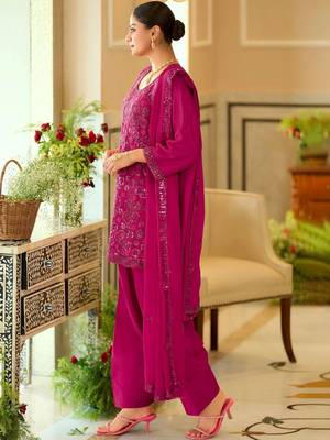 women ethnic motifs embroidered regular sequinned kurta with patiala & with dupatta 6