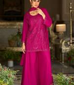 women ethnic motifs embroidered regular sequinned kurta with palazzos & with dupatta