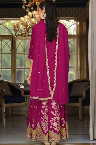 women ethnic motifs embroidered regular mirror work kurta with sharara & with dupatta