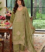 women ethnic motifs embroidered regular sequinned kurta palazzos & dupatta