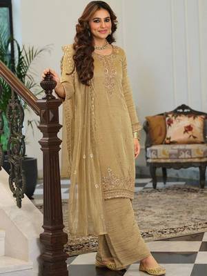 women ethnic motifs embroidered regular sequinned kurta with palazzos & with dupatta 1