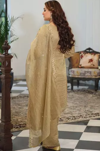 women ethnic motifs embroidered regular sequinned kurta with palazzos & with dupatta