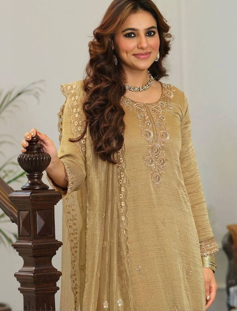 women ethnic motifs embroidered regular sequinned kurta with palazzos & with dupatta