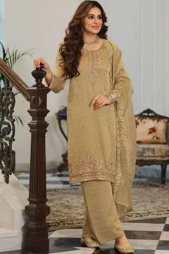 women ethnic motifs embroidered regular sequinned kurta with palazzos & with dupatta