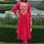 women floral embroidered empire thread work silk kurta with churidar & with dupatta