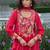 women floral embroidered empire thread work silk kurta with churidar & with dupatta