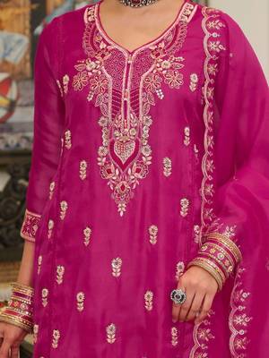 women embroidered regular thread work kurta with trousers & with dupatta 6