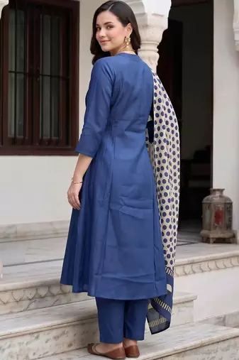 women ethnic motifs regular kurta with trousers & with dupatta