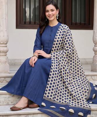 women ethnic motifs regular kurta with trousers & with dupatta 5