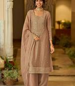 women ethnic motifs embroidered regular thread work kurta with palazzos & with dupatta