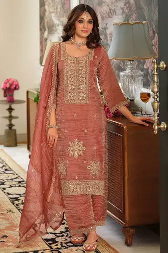 women ethnic motifs embroidered sequinned kurta with trousers & with dupatta