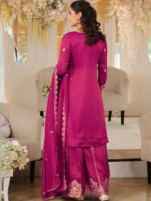 women ethnic motifs embroidered regular thread work kurta with palazzos & with dupatta 7