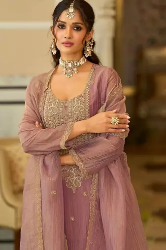 women ethnic motifs embroidered regular kurta with palazzos & with dupatta