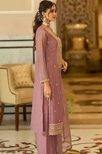 women ethnic motifs embroidered regular kurta with palazzos & with dupatta