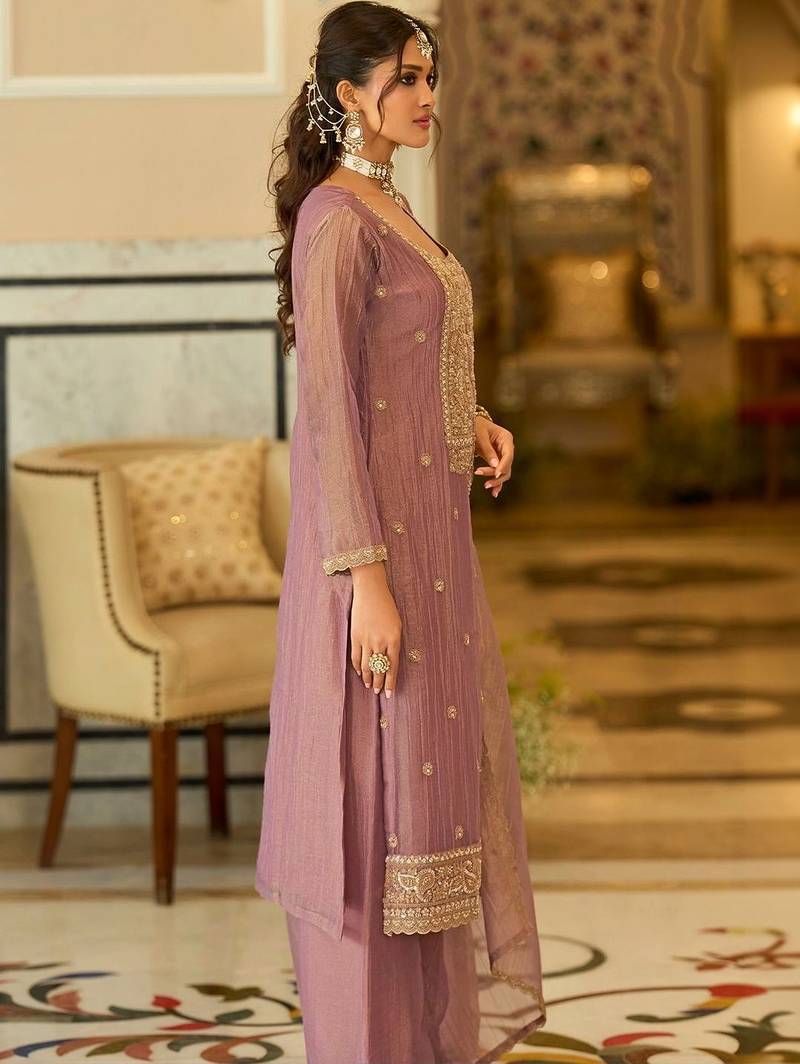 women ethnic motifs embroidered regular kurta with palazzos & with dupatta