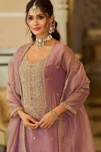 women ethnic motifs embroidered regular kurta with palazzos & with dupatta