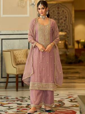 women ethnic motifs embroidered regular kurta with palazzos & with dupatta 5