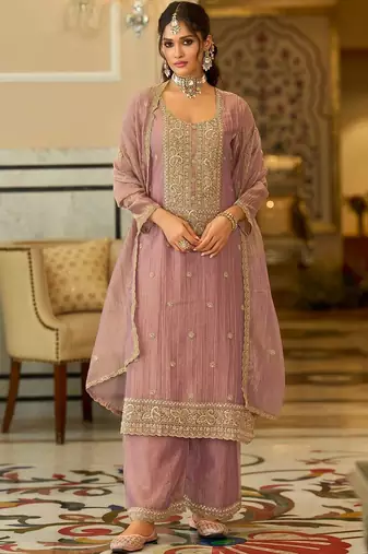 women ethnic motifs embroidered regular kurta with palazzos & with dupatta