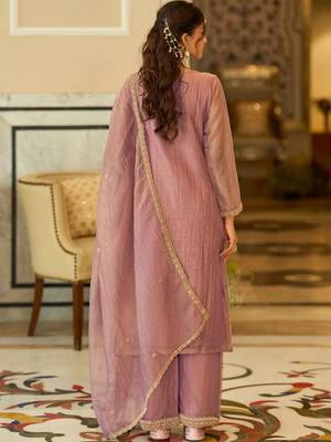 women ethnic motifs embroidered regular kurta with palazzos & with dupatta 7