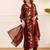 women ethnic motifs embroidered regular thread work cotton kurta with palazzos & with dupatta