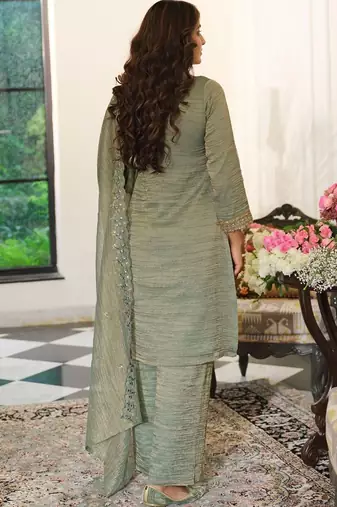 women ethnic motifs embroidered regular sequinned kurta with palazzos & with dupatta