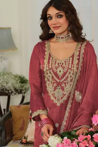 women ethnic motifs embroidered regular mirror work kurta with salwar & with dupatta