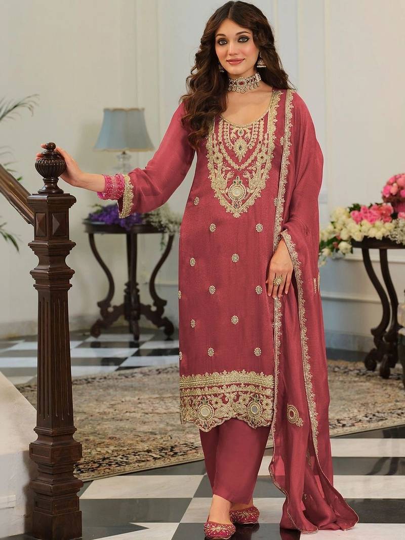 women ethnic motifs embroidered regular mirror work kurta with salwar & with dupatta