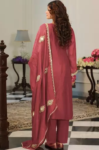 women ethnic motifs embroidered regular mirror work kurta with salwar & with dupatta