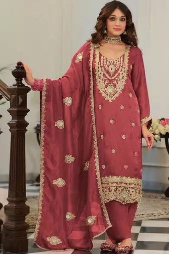women ethnic motifs embroidered regular mirror work kurta with salwar & with dupatta