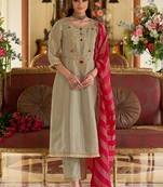 women ethnic motifs embroidered regular beads and stones kurta with trousers & with dupatta